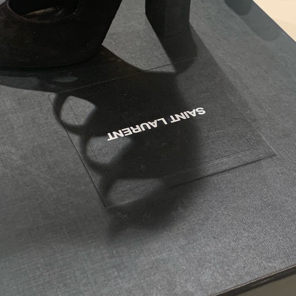 NWB RARE Saint Laurent Joplin Gladiator $3K Black Suede Boots Shoes Heels sz 37 - Picture 12 of 12